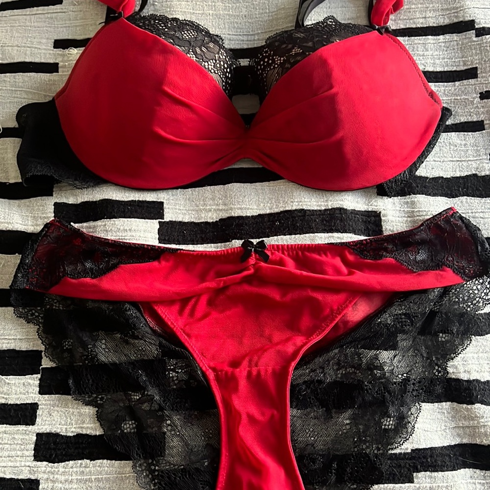 Sexy Red and Black Bra and Panty set